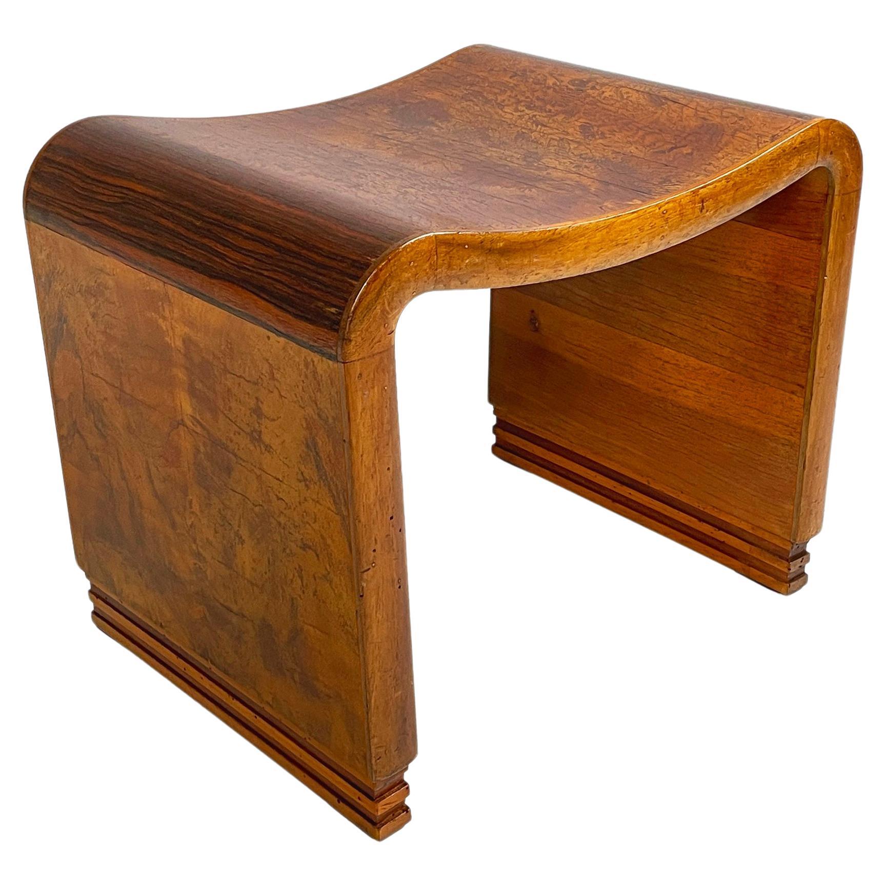 Italian art deco Stool in solid wood, 1930s For Sale