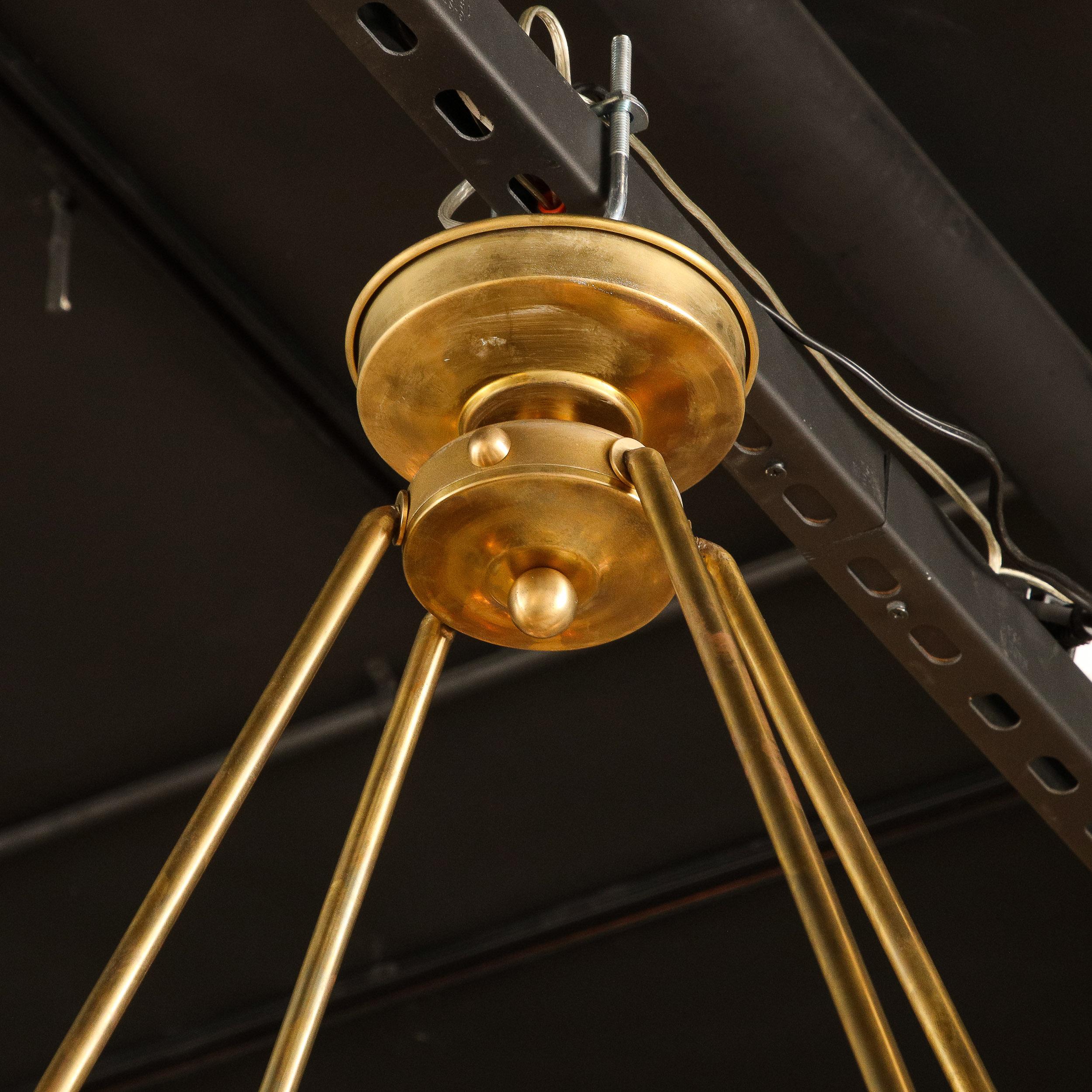 Italian Art Deco Streamlined Brass & Braided Glass Chandelier by Ercole Barovier 5