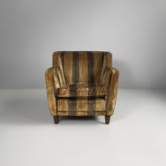 Italian art deco striped velvet armchairs, 1930s