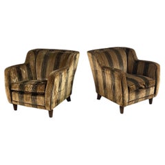 Italian art deco striped velvet armchairs, 1930s