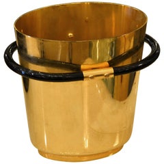 Art Deco Style 24-Karat Gold-Plated On Brass Objets D'arts Ice Bucket Vessel