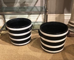 Italian Art Déco style Black & White Ceramic Planters