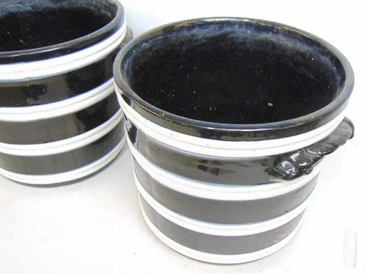 Italienische Art Déco-Stil Schwarz & Weiß Keramik Pflanzgefäße im Angebot 2