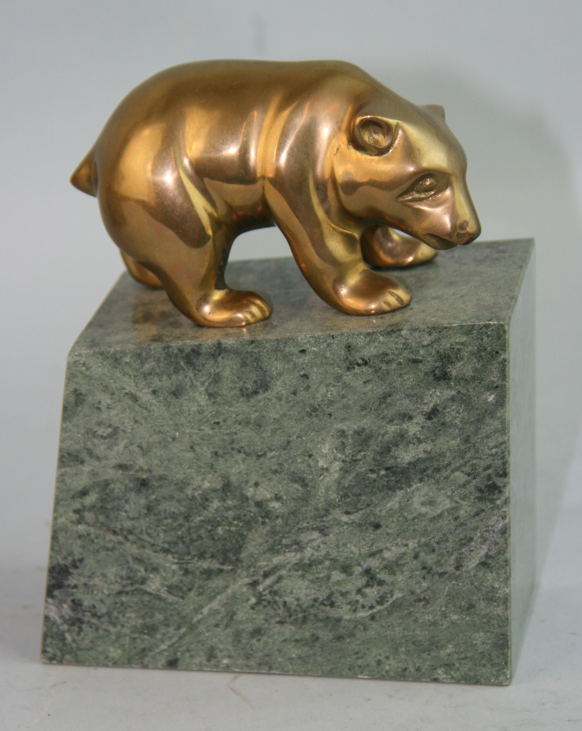 Italian Art Deco Style Bull and Bear Bookends/Paperweights In Good Condition For Sale In Douglas Manor, NY