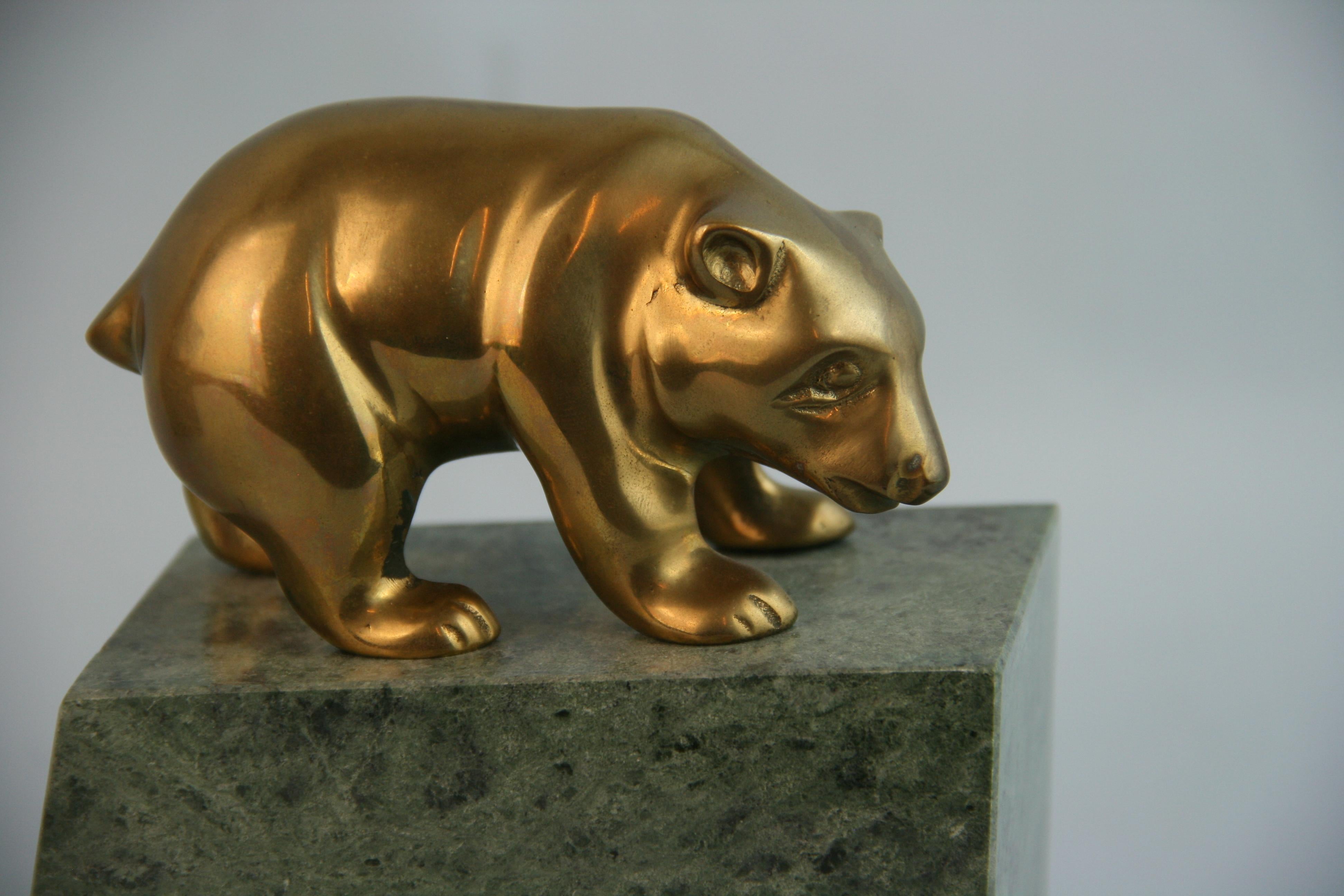 Mid-20th Century Italian Art Deco Style Bull and Bear Bookends/Paperweights For Sale