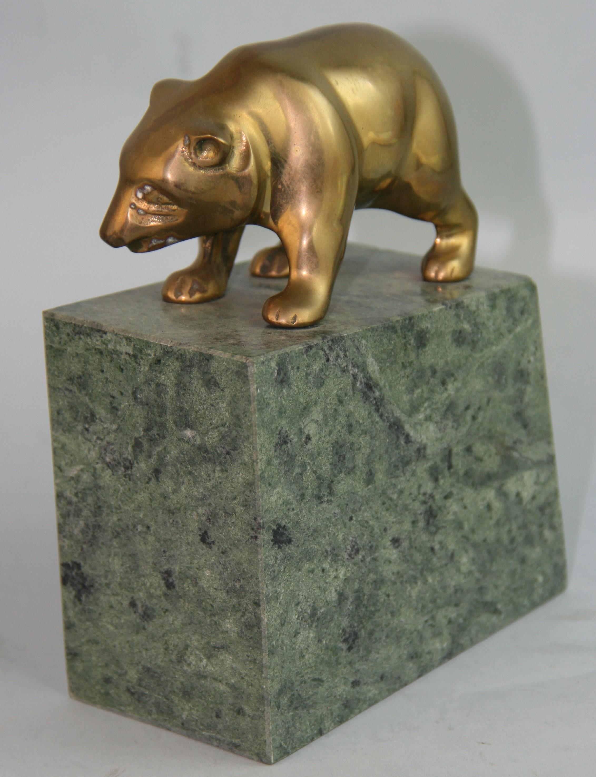 Brass Italian Art Deco Style Bull and Bear Bookends/Paperweights For Sale