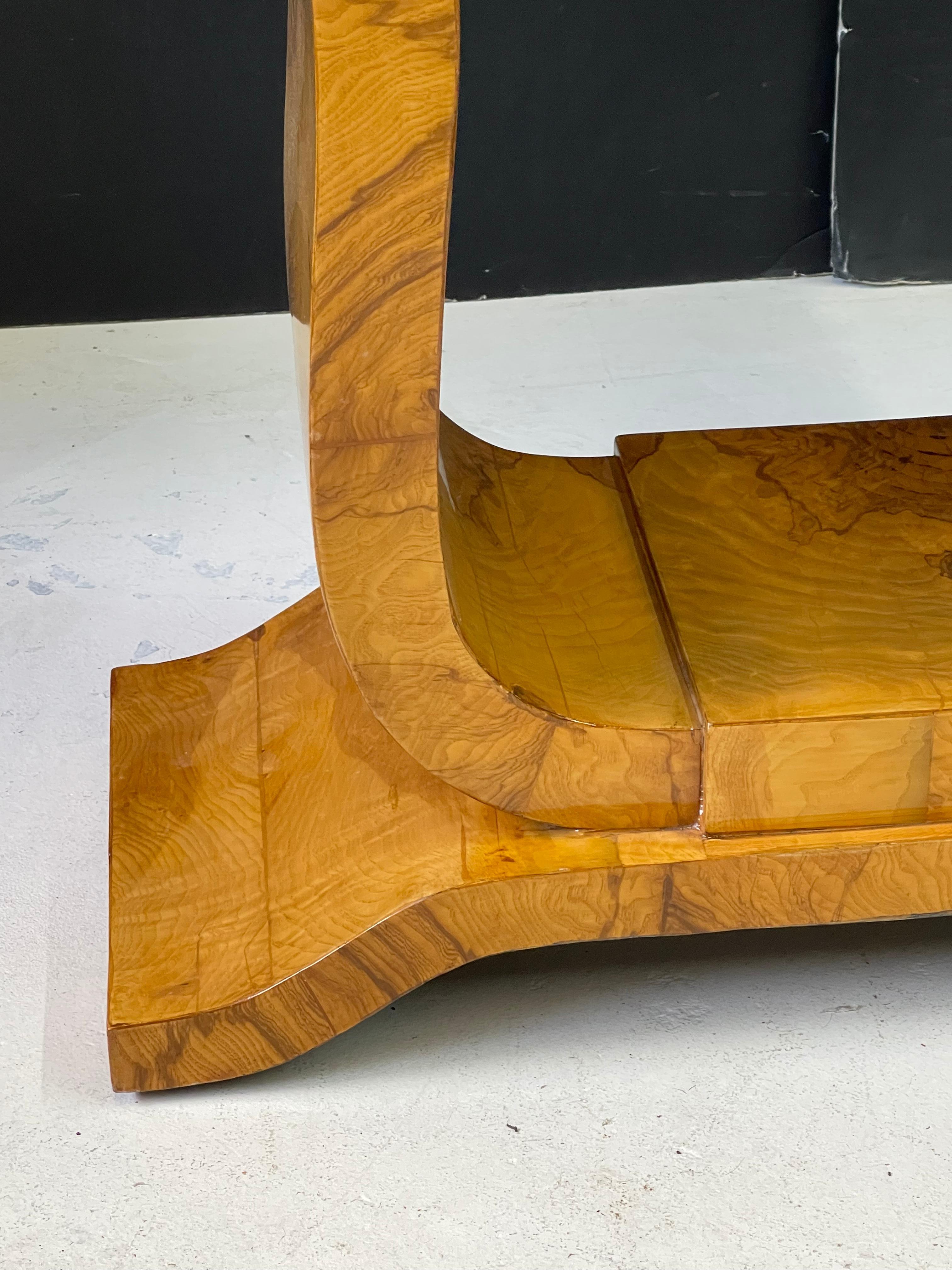 Italian Art Deco Style Burl Wood Console Table 10