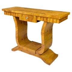 Italian Art Deco Style Burl Wood Console Table