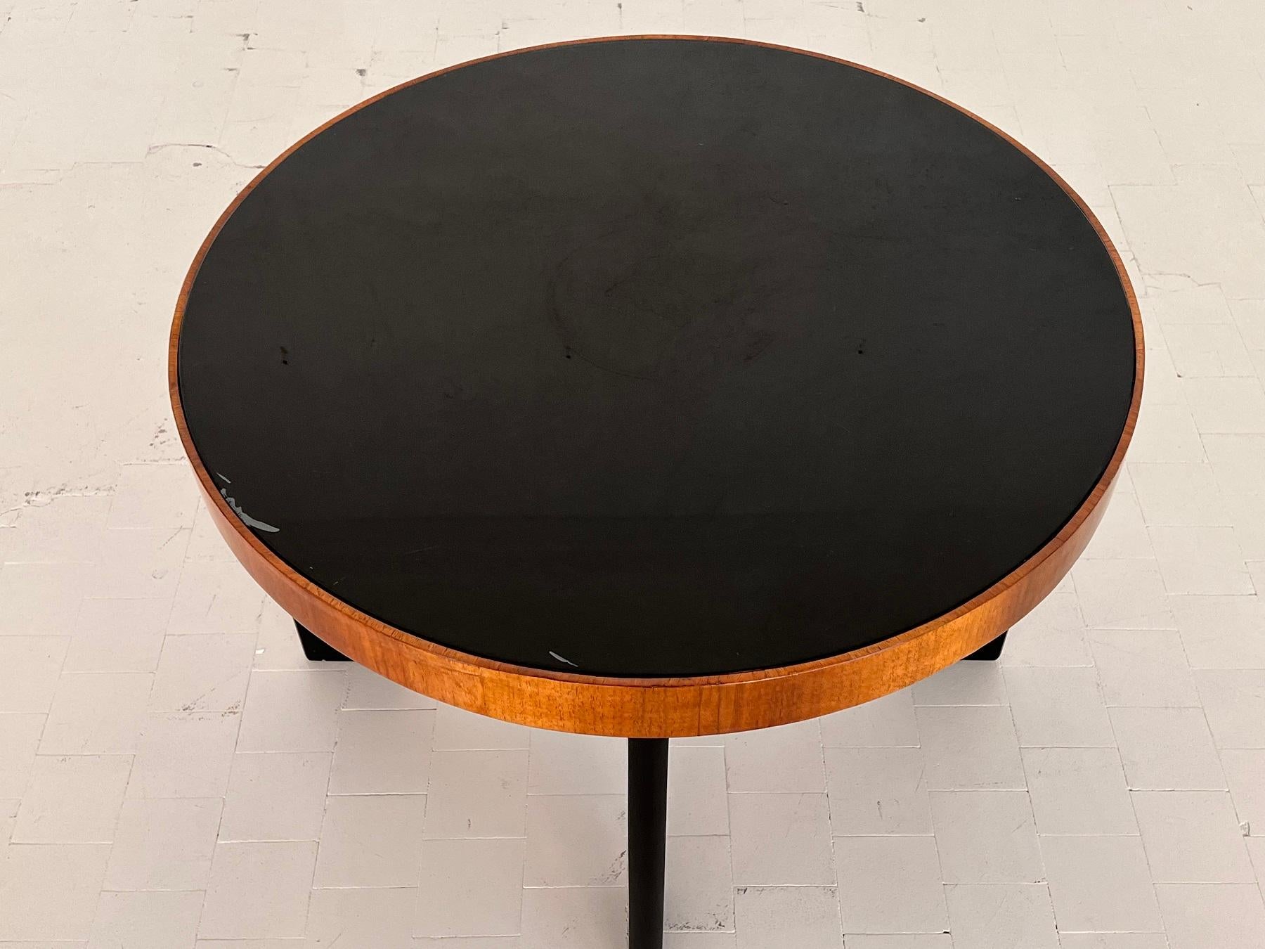 Italian Art Deco Style Coffee Table in Wood with Glass Top, 1970s For Sale 5