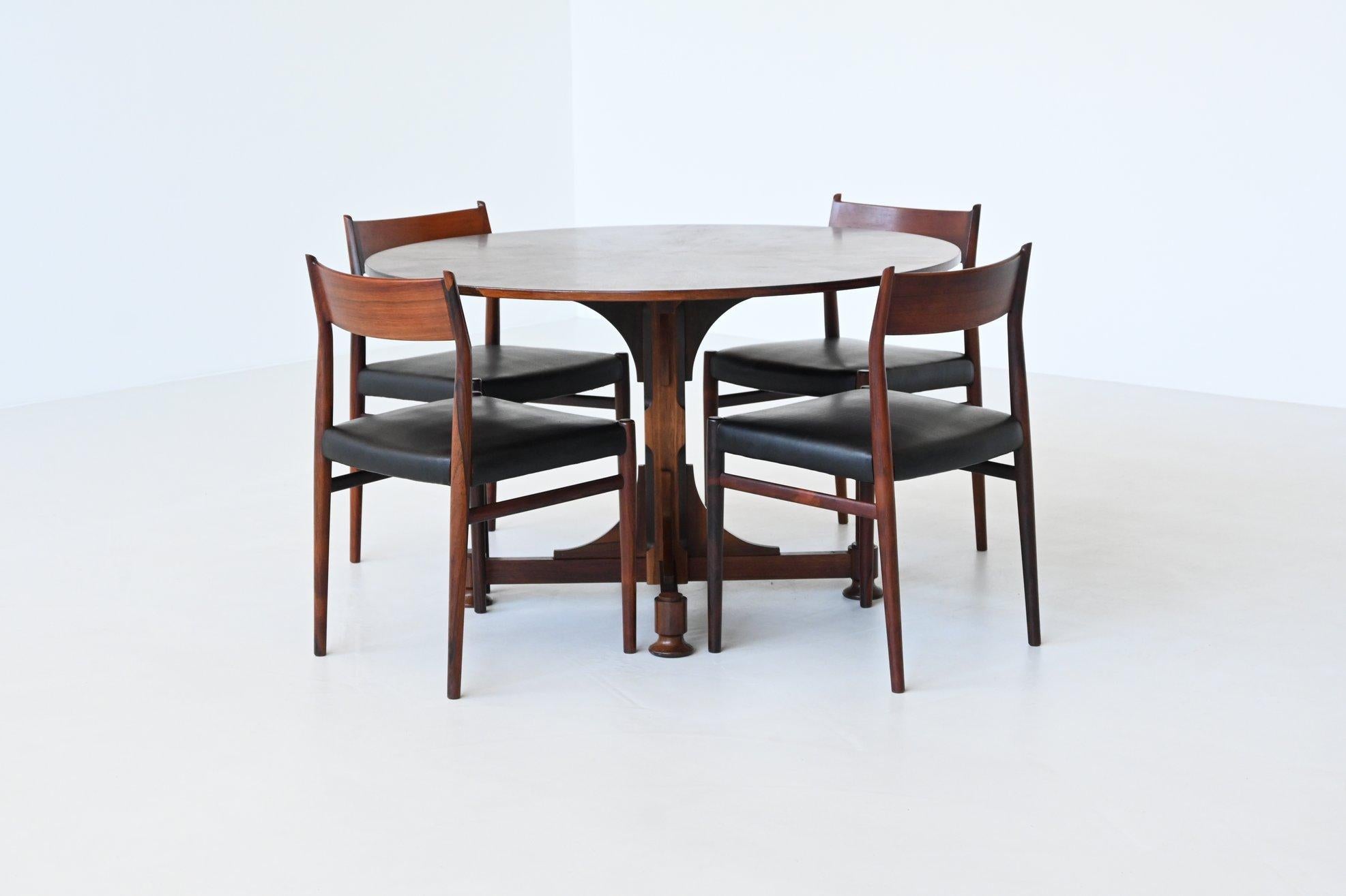 Italian Art Deco style dining table in rosewood Italy 1960 11
