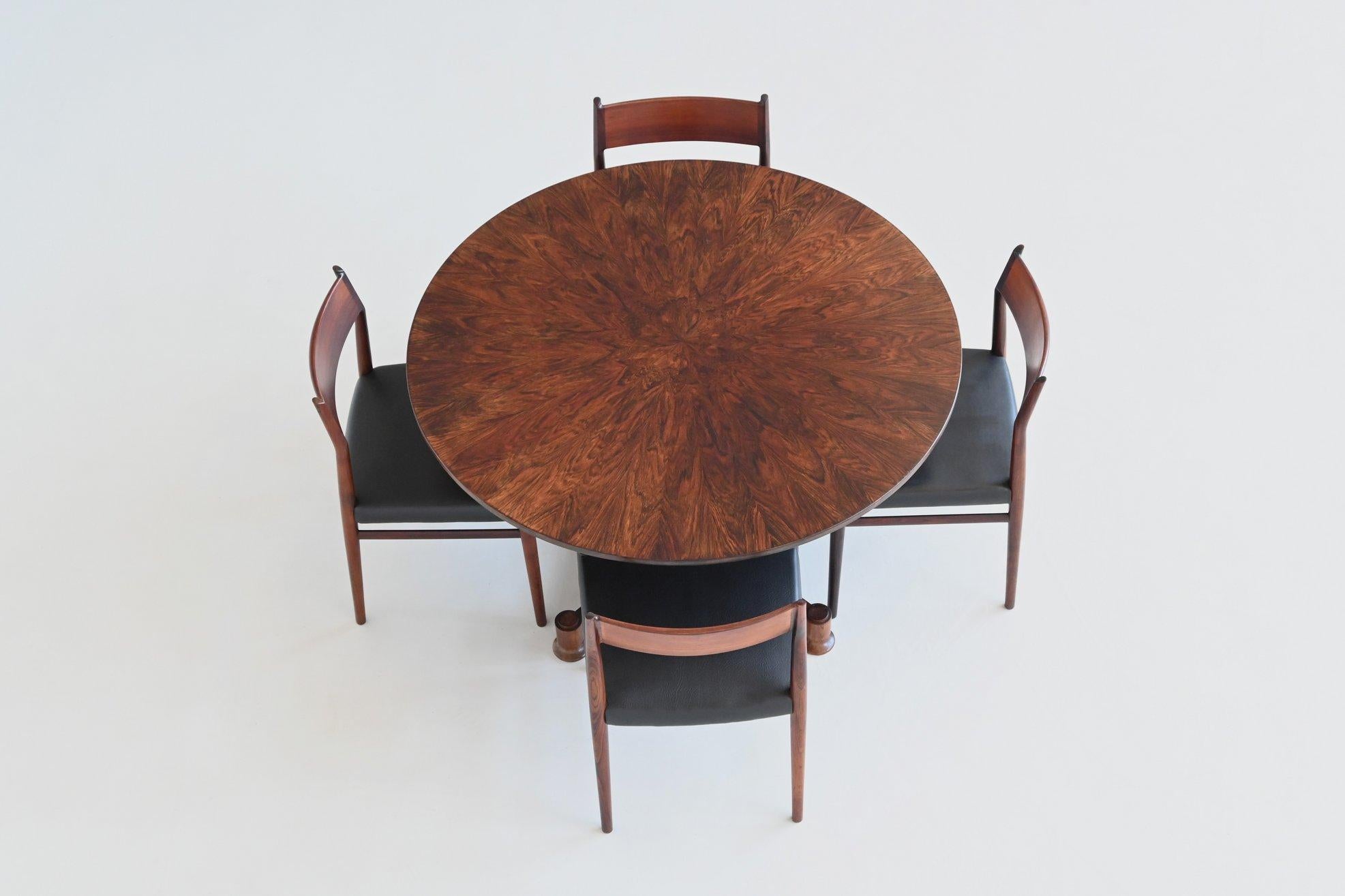 Italian Art Deco style dining table in rosewood Italy 1960 12