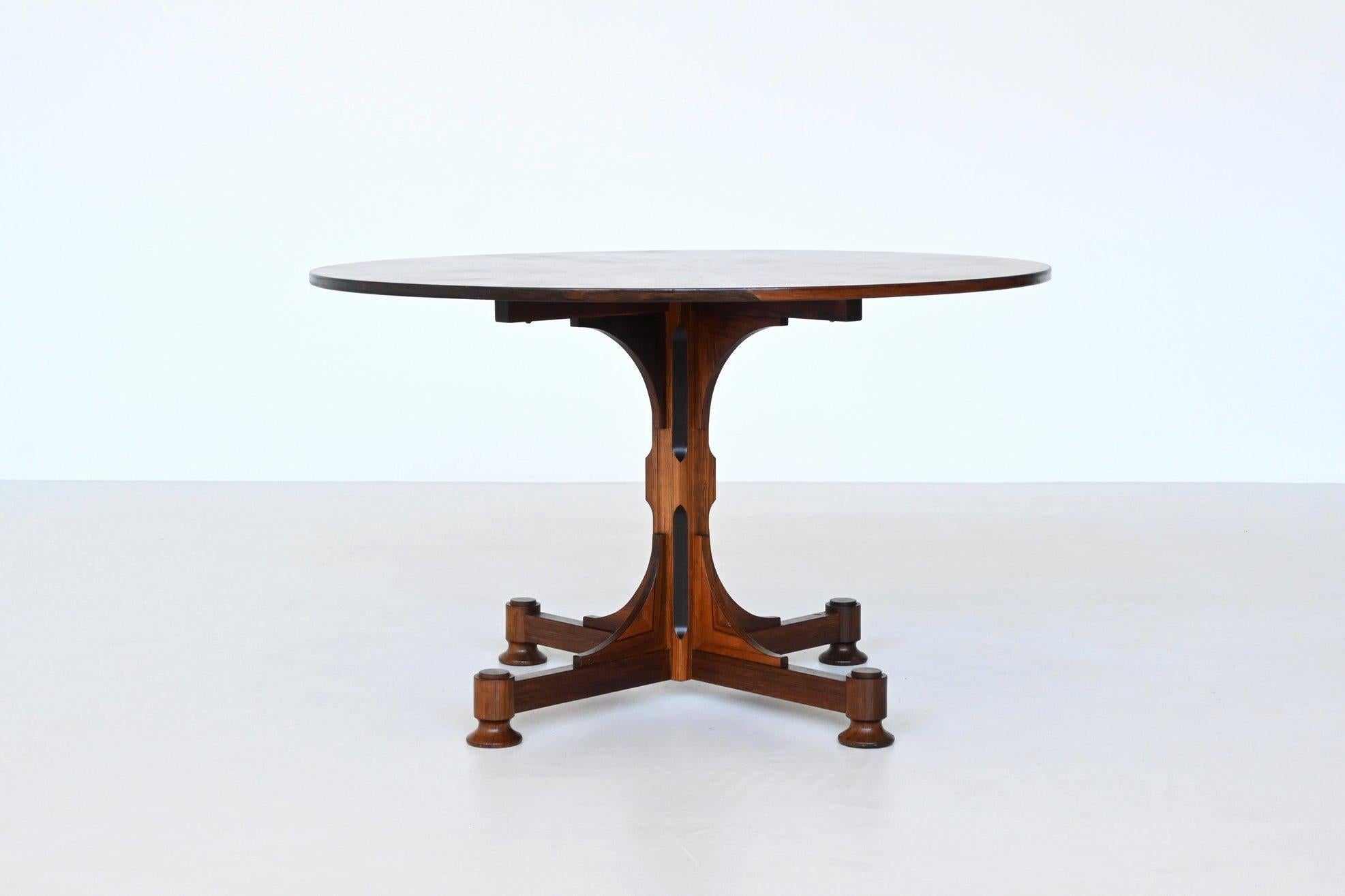 Mid-Century Modern Italian Art Deco style dining table in rosewood Italy 1960