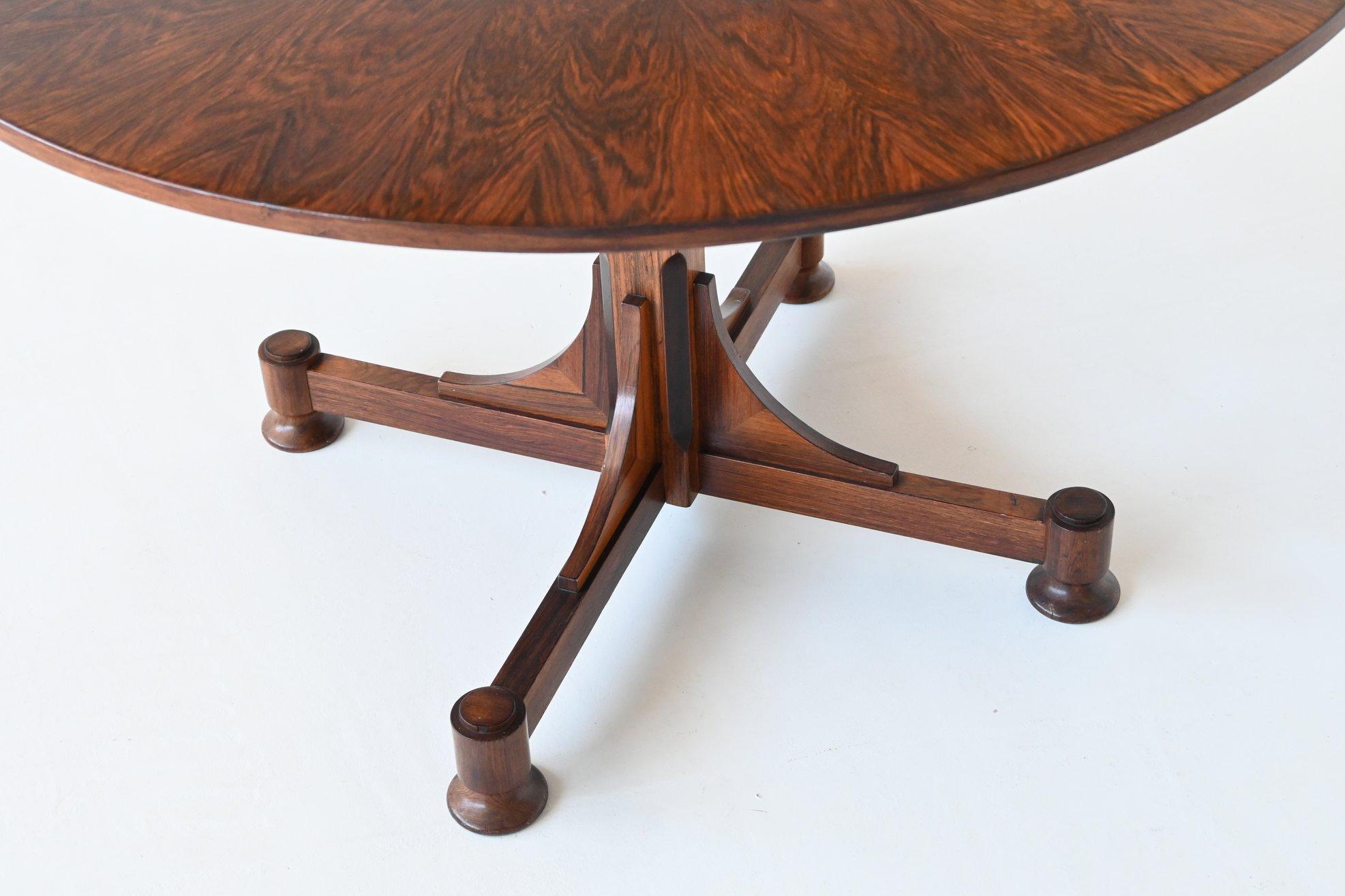 Mid-20th Century Italian Art Deco style dining table in rosewood Italy 1960