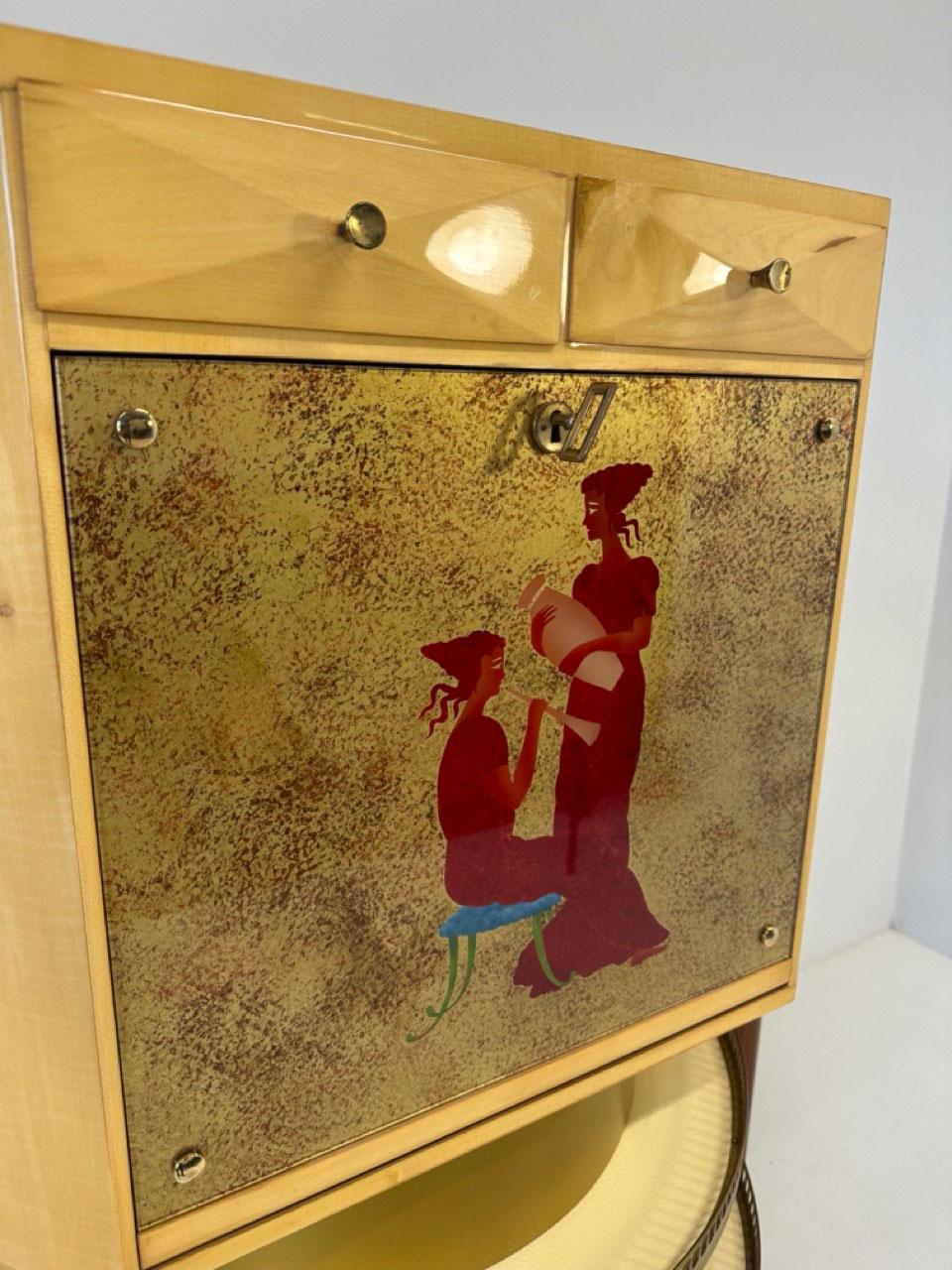 Mobile bar a secco in stile Art Déco italiano di Vittorio Dassi, anni '50 in vendita 5