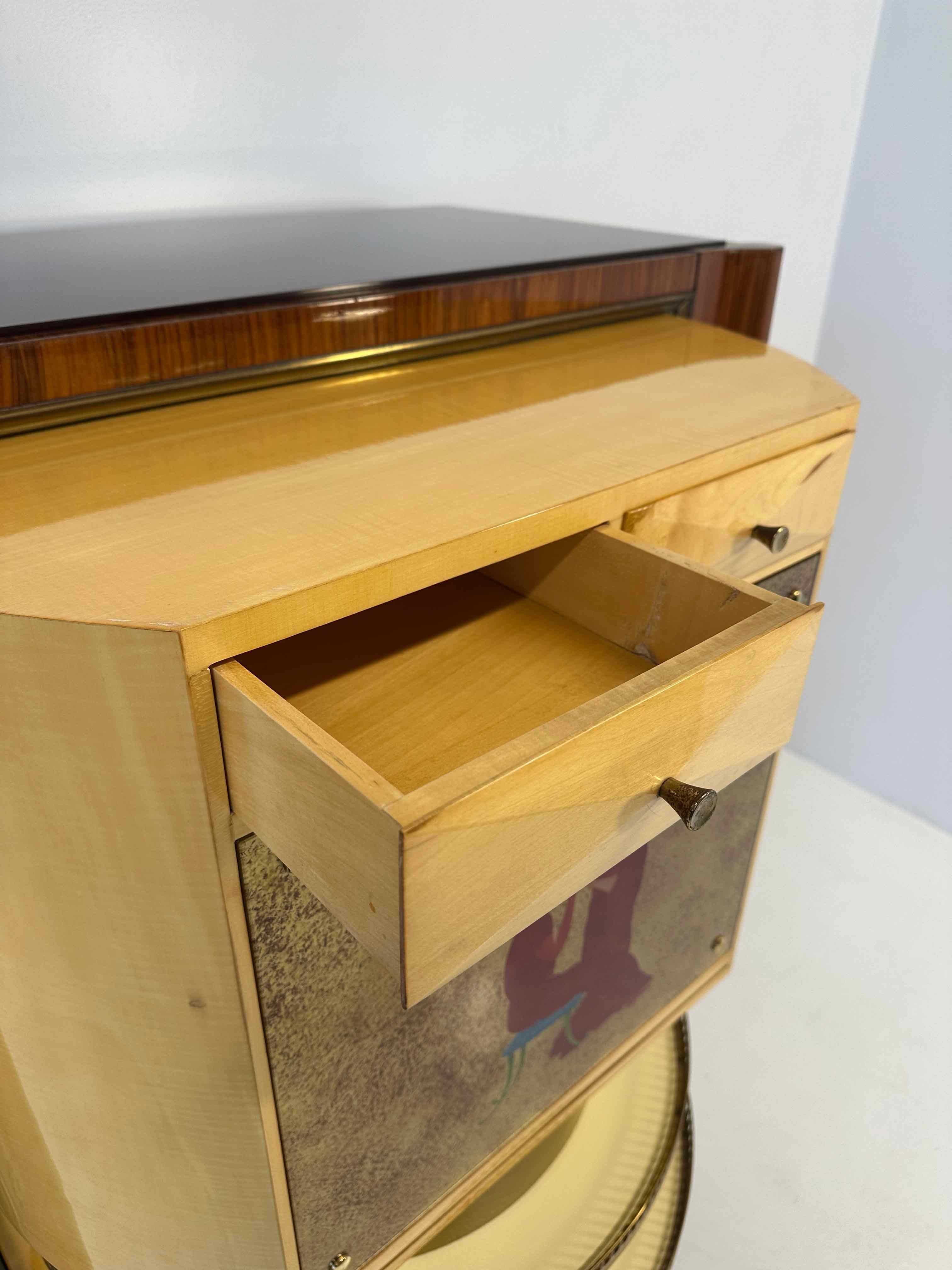 Mobile bar a secco in stile Art Déco italiano di Vittorio Dassi, anni '50 in vendita 6