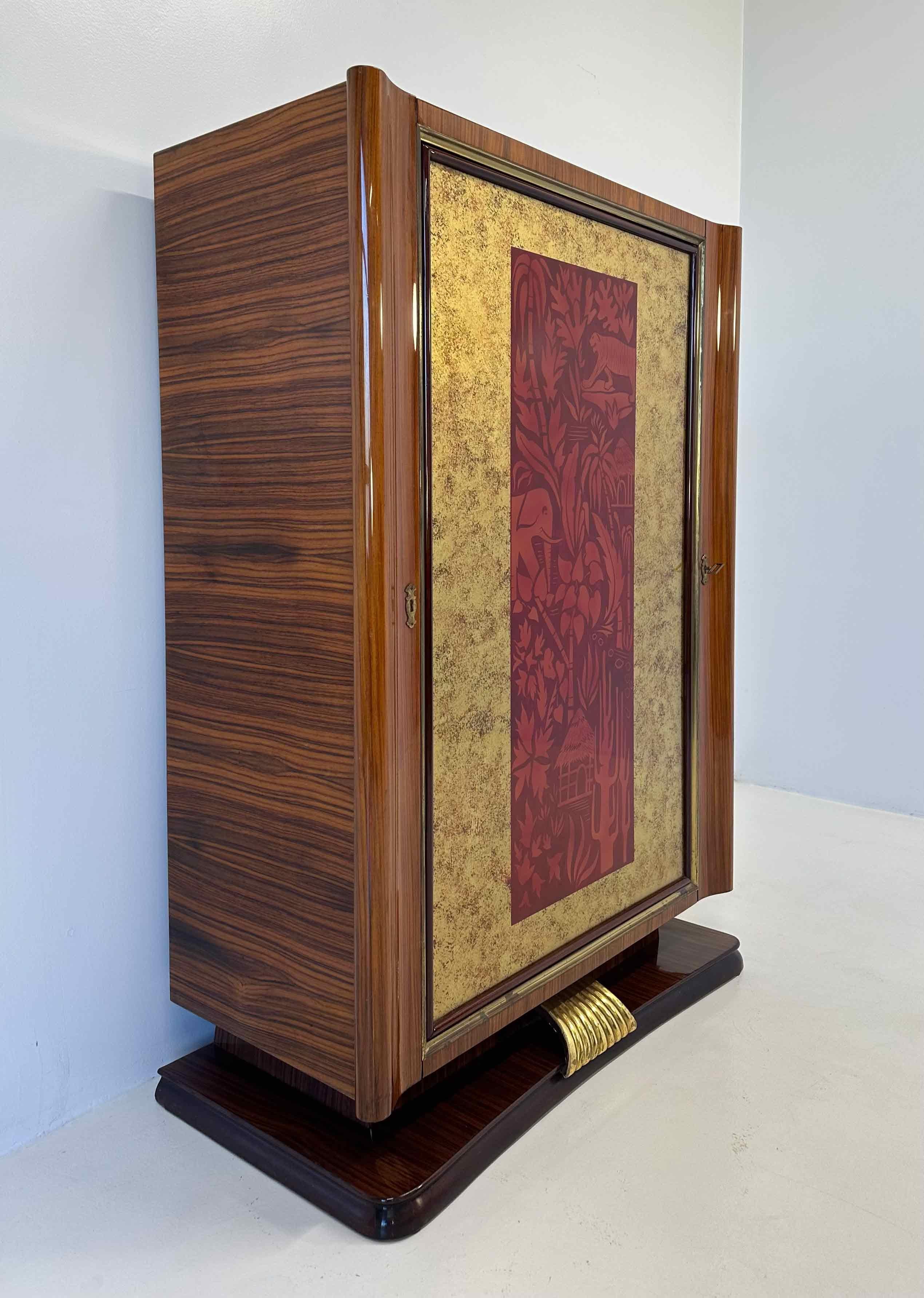 Mobile bar a secco in stile Art Déco italiano di Vittorio Dassi, anni '50 In condizioni buone in vendita a Meda, MB