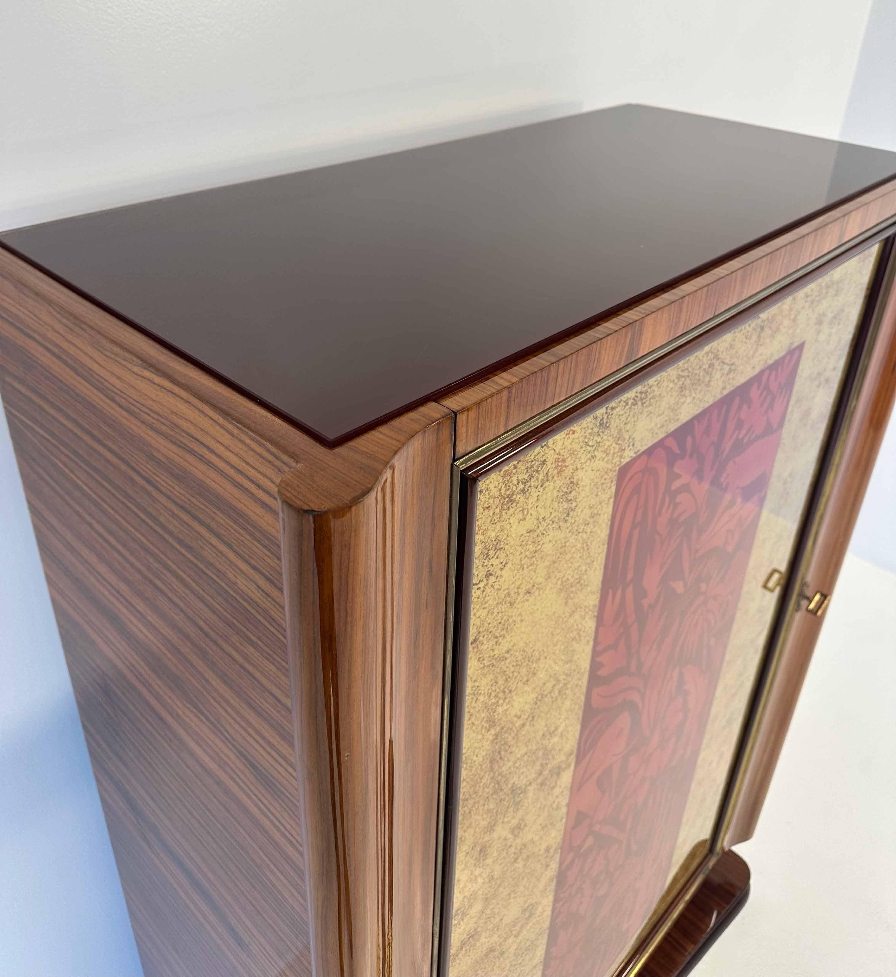 Metà XX secolo Mobile bar a secco in stile Art Déco italiano di Vittorio Dassi, anni '50 in vendita