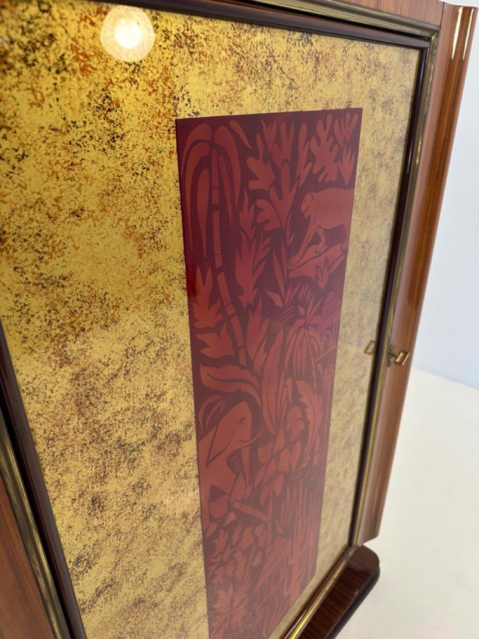 Vetro Mobile bar a secco in stile Art Déco italiano di Vittorio Dassi, anni '50 in vendita
