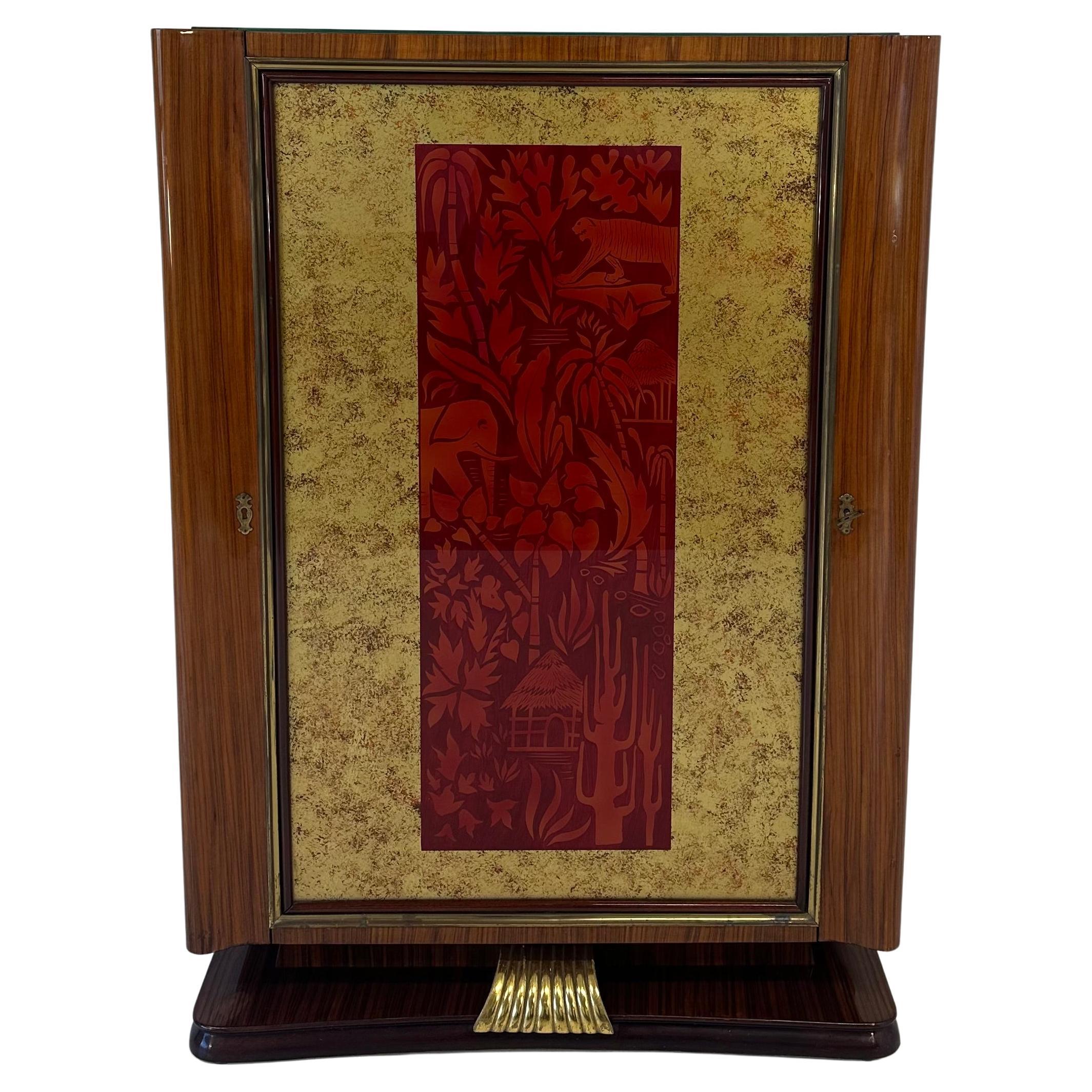 Meuble de bar à sec italien de style Art déco par Vittorio Dassi, années 1950