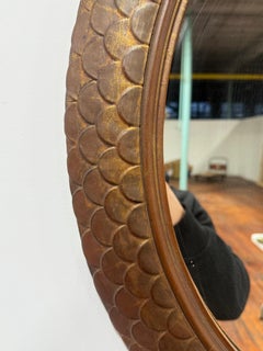 Italian Art Deco Style "Fish Scale" Giltwood Mirror C. 1937