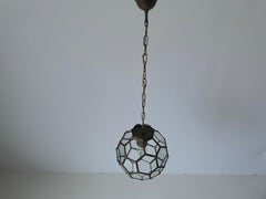 Italian Art Deco Style Glass Ceiling Lamp in Bee Comb Form, 1950s, Italy