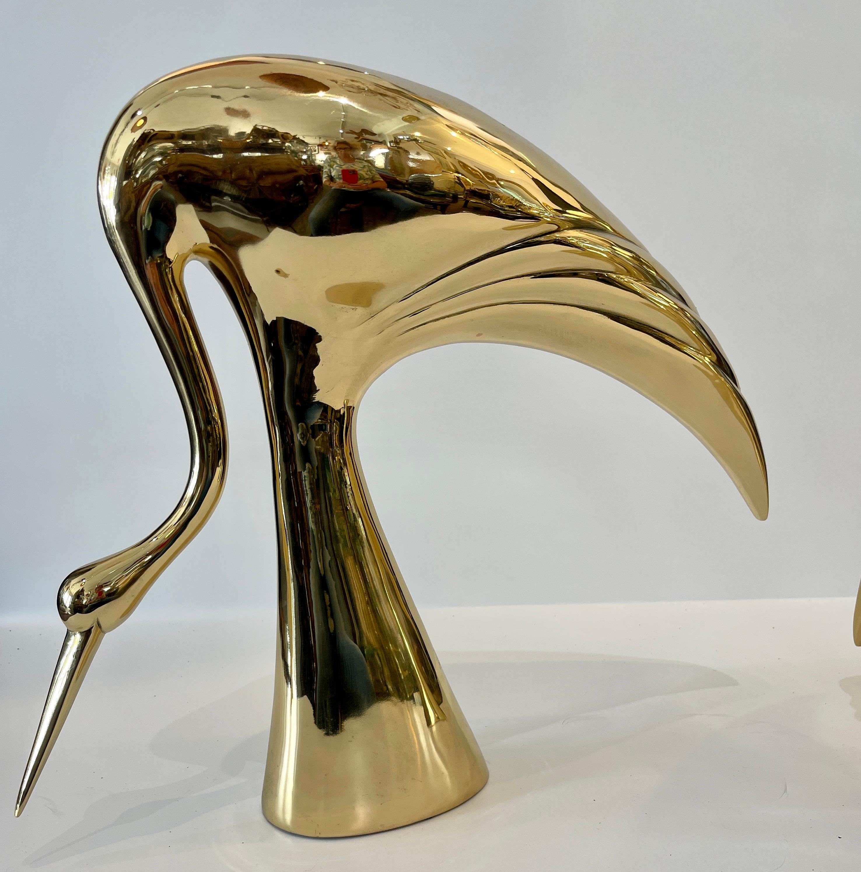 Ottone Stile Art Deco Italiano Grande  Sculture di gru in ottone, anni '60 in vendita