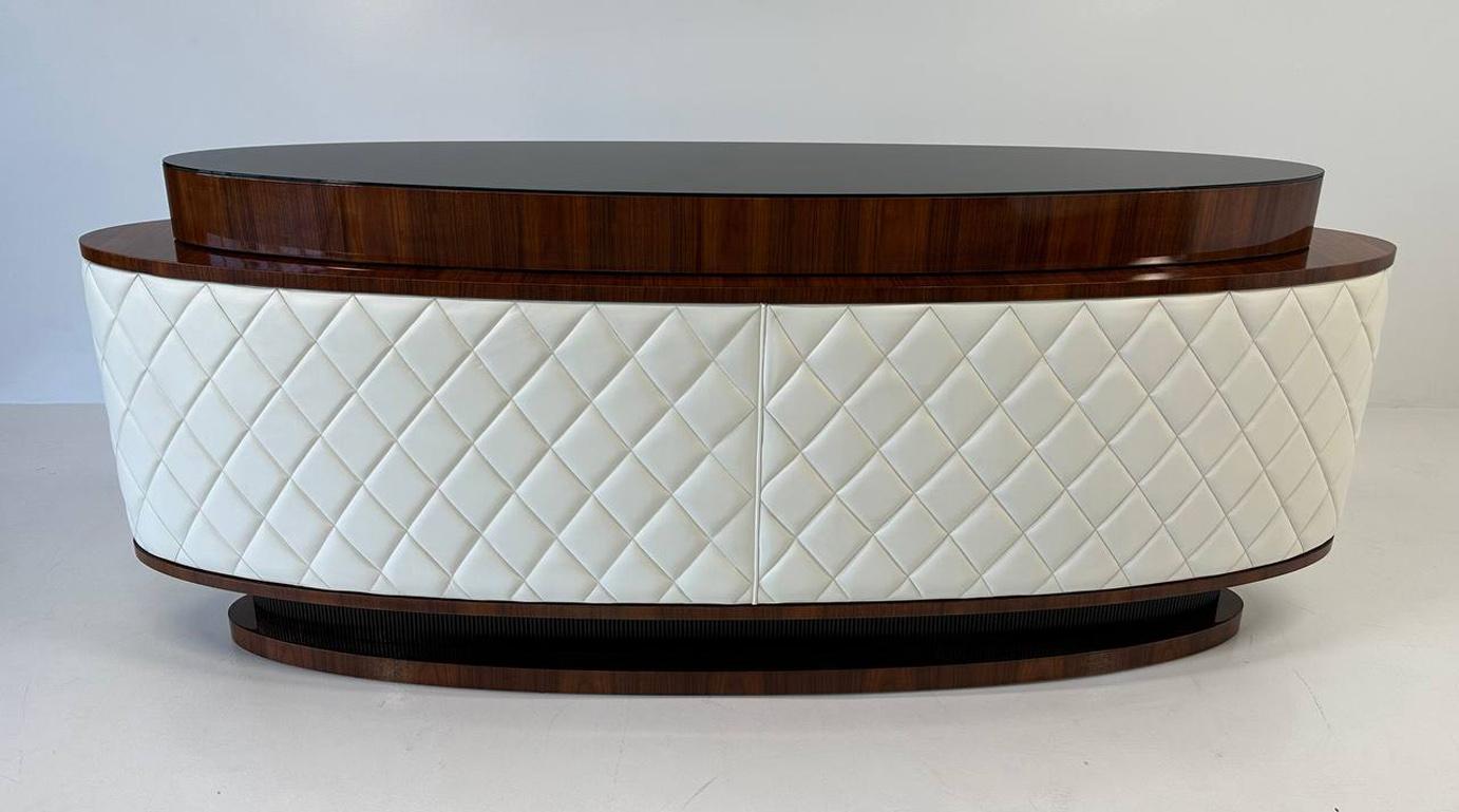Italian Art Deco Style Leather Sideboard, 2000s For Sale 5