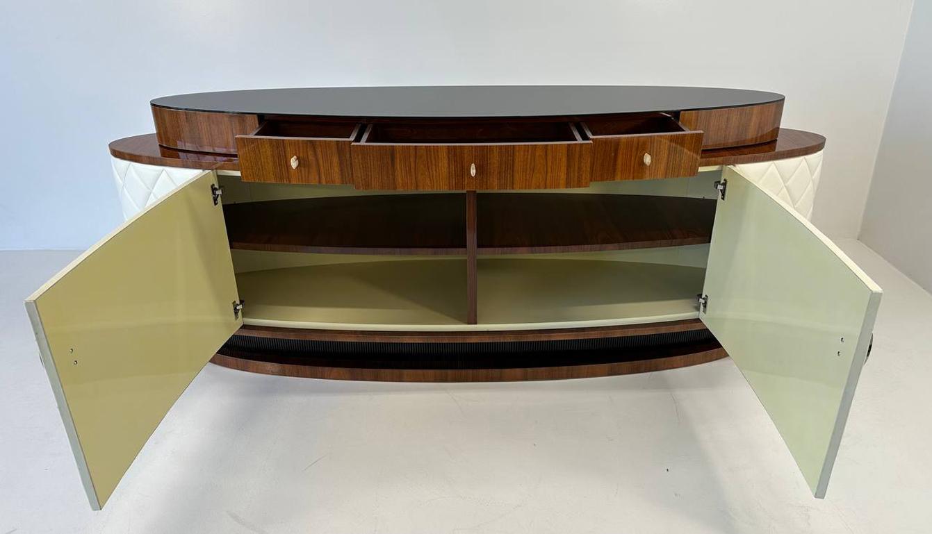 Italian Art Deco Style Leather Sideboard, 2000s For Sale 9