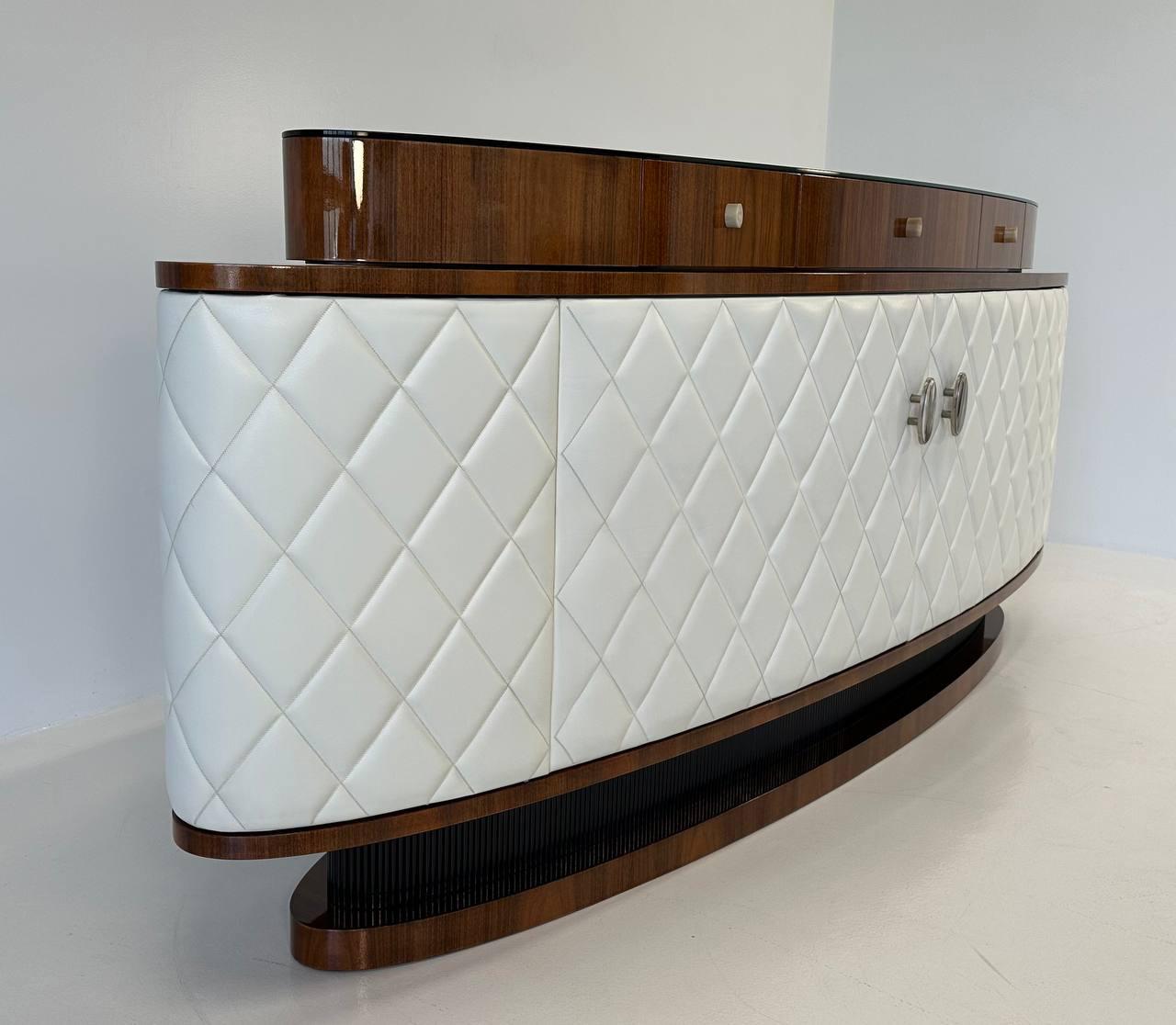 Italian Art Deco Style Leather Sideboard, 2000s For Sale 1