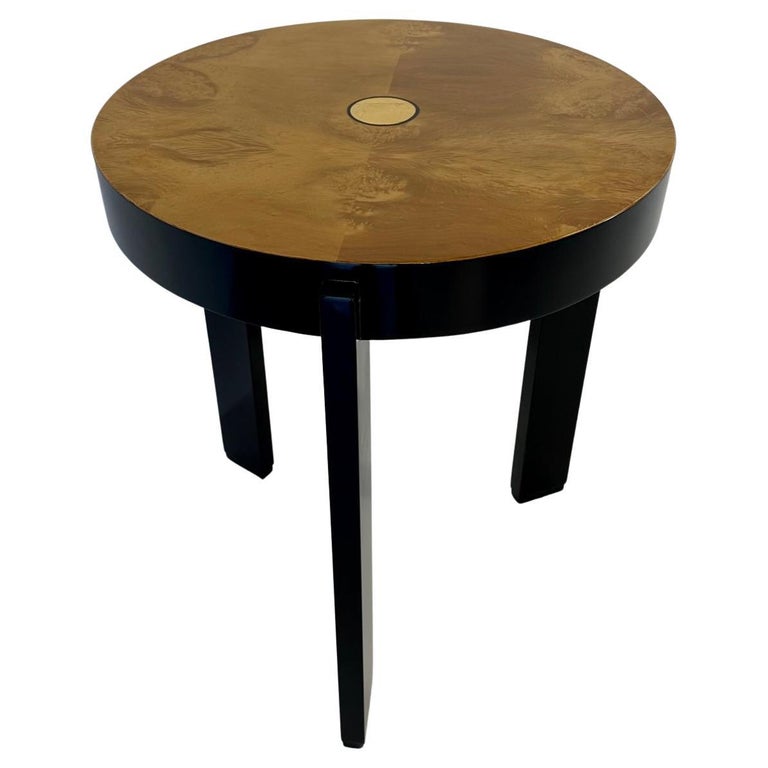 Italian Art Deco Style Maple Burl, Gold Leaf and Black Lacquer Coffee Table