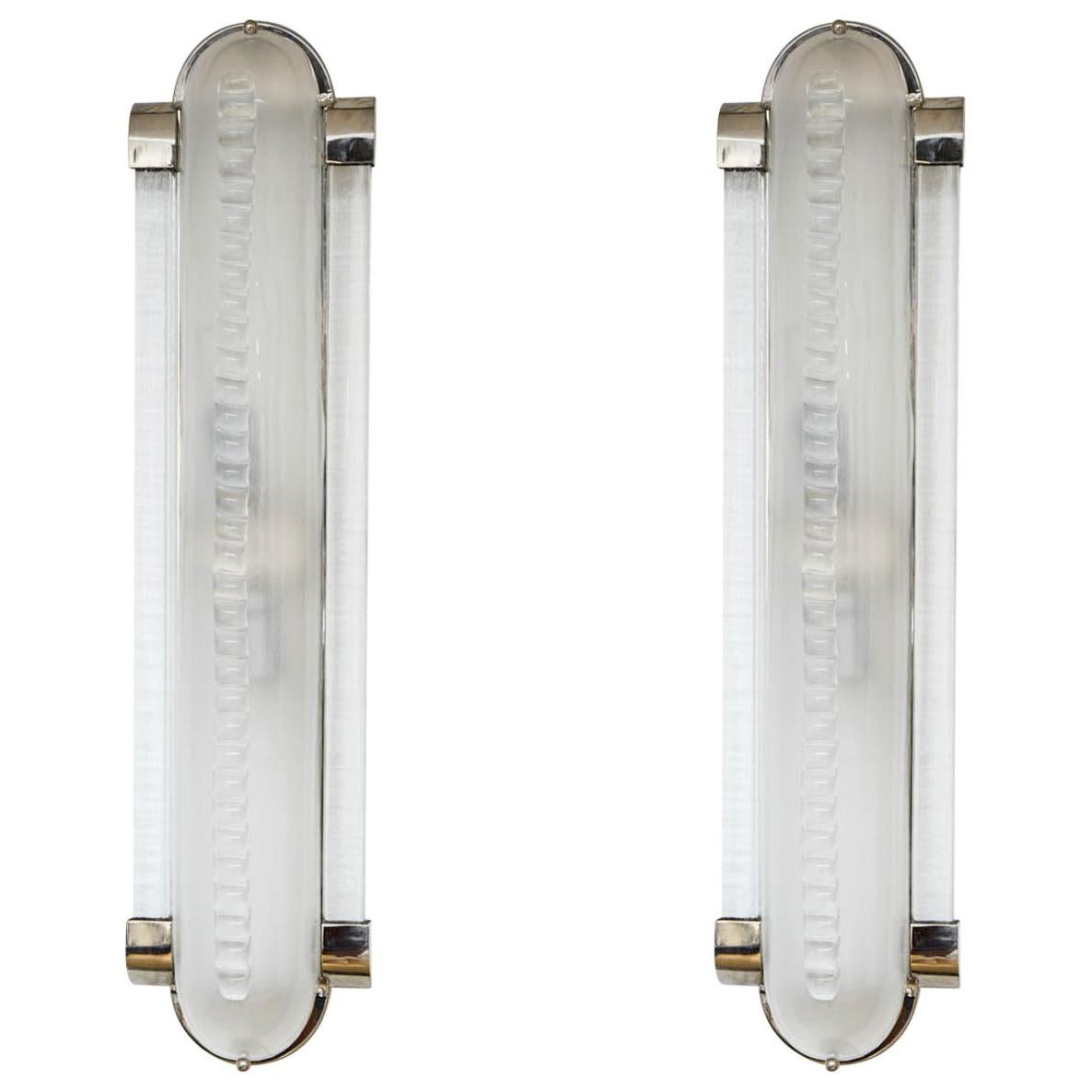 Italian Art Deco Style Pair of Sconces in Murano Glass