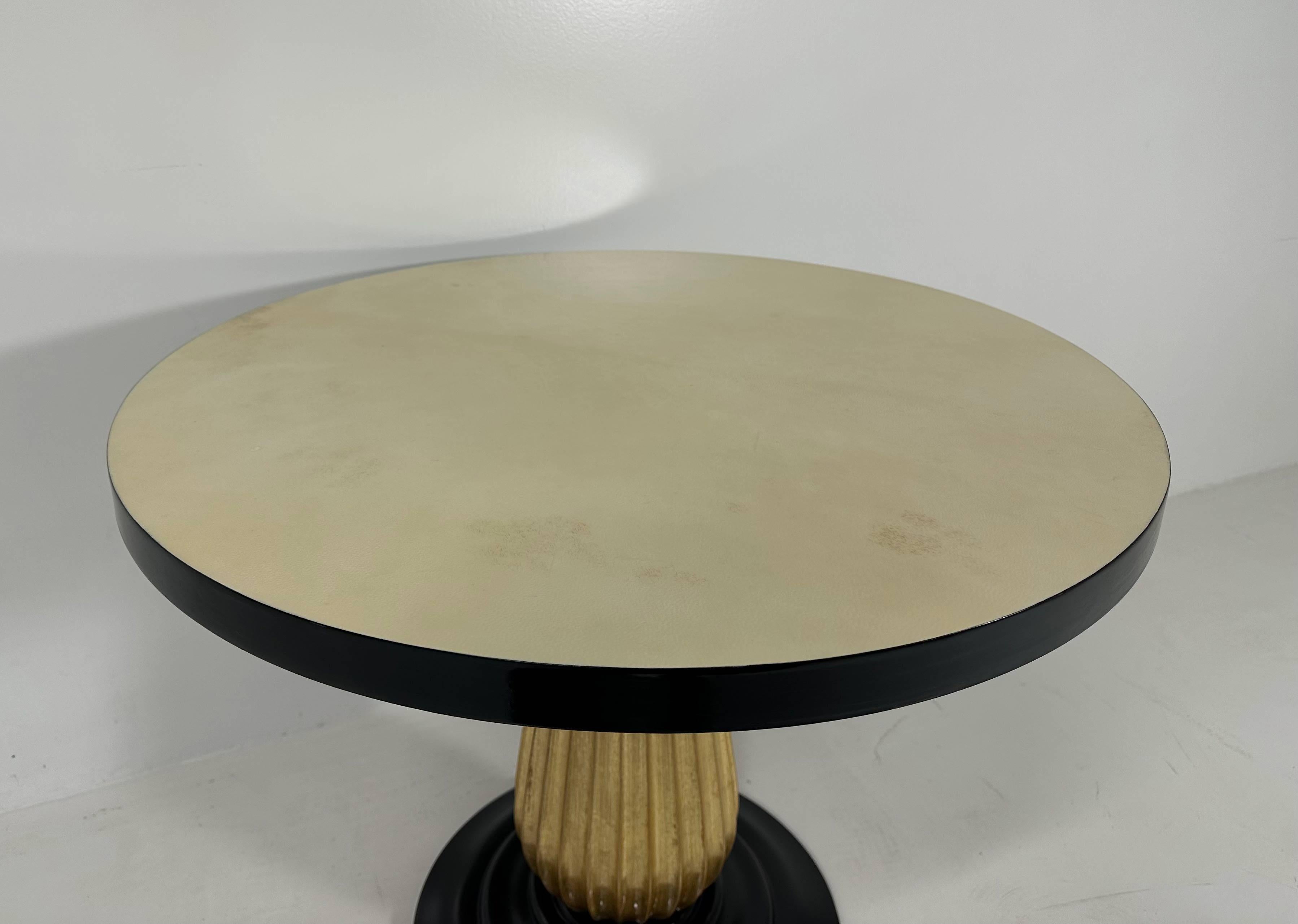 Italian Art Deco Style Parchment, Black lacquer and Gold Leaf Coffee Table For Sale 1