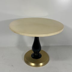 Italian Art Deco Style Parchment, Black Lacquer and Brass Coffee Table
