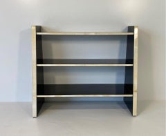 Italian Art Deco Style Parchment and Black Lacquer Bookcase