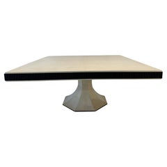 Italian Art Deco Style Parchment and Black Lacquer Square Table