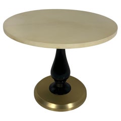Italian Art Deco Style Parchment, Black Lacquer and Brass Coffee Table