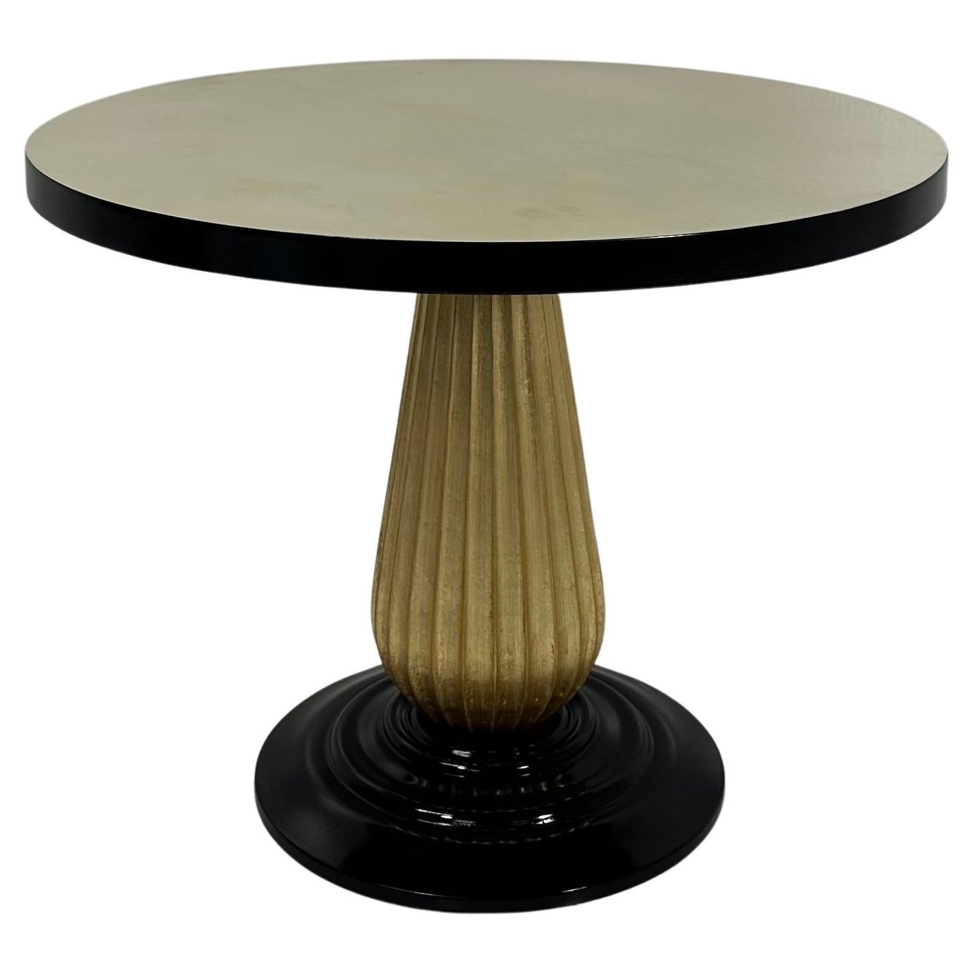 Italian Art Deco Style Parchment, Black lacquer and Gold Leaf Coffee Table For Sale