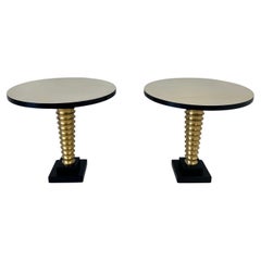Italian Art Deco Style Parchment, Gold Leaf and Black Lacquer Coffee Tables