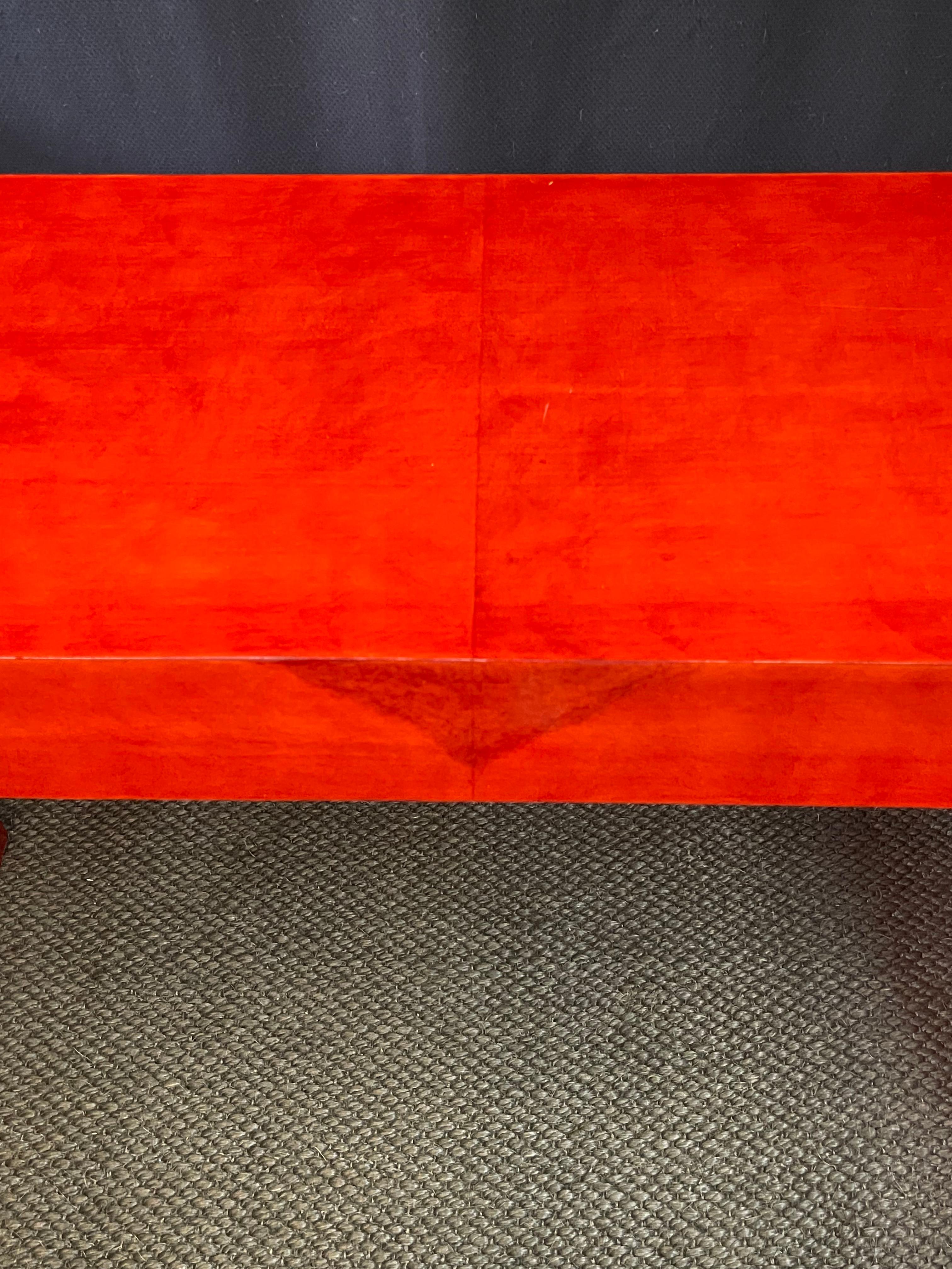 Italian Art Deco Style Red Lacquer Console Table In Good Condition For Sale In Atlanta, GA