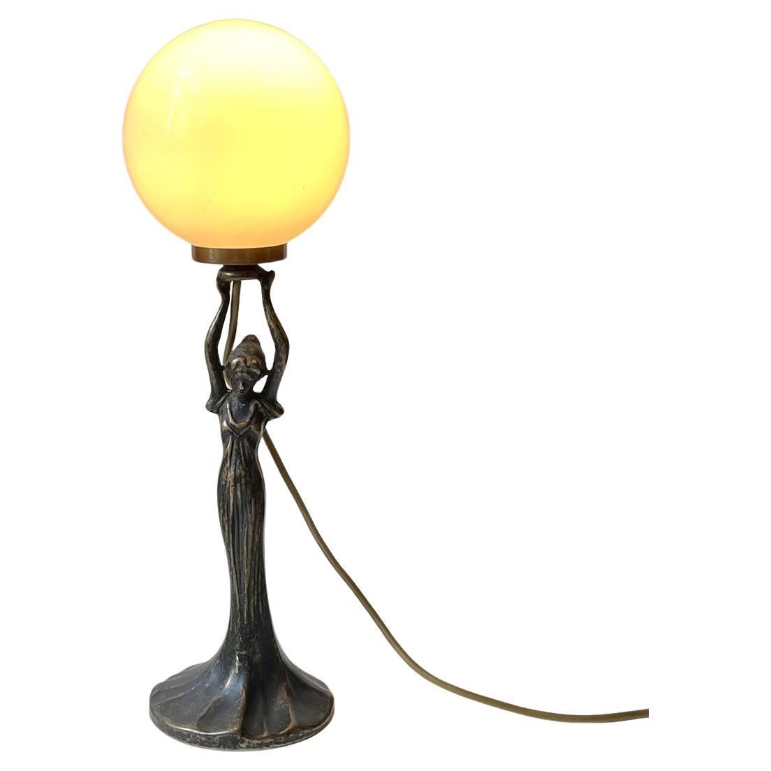 Italian Art Deco Style Table Lamp in Bronze, 1980s For Sale