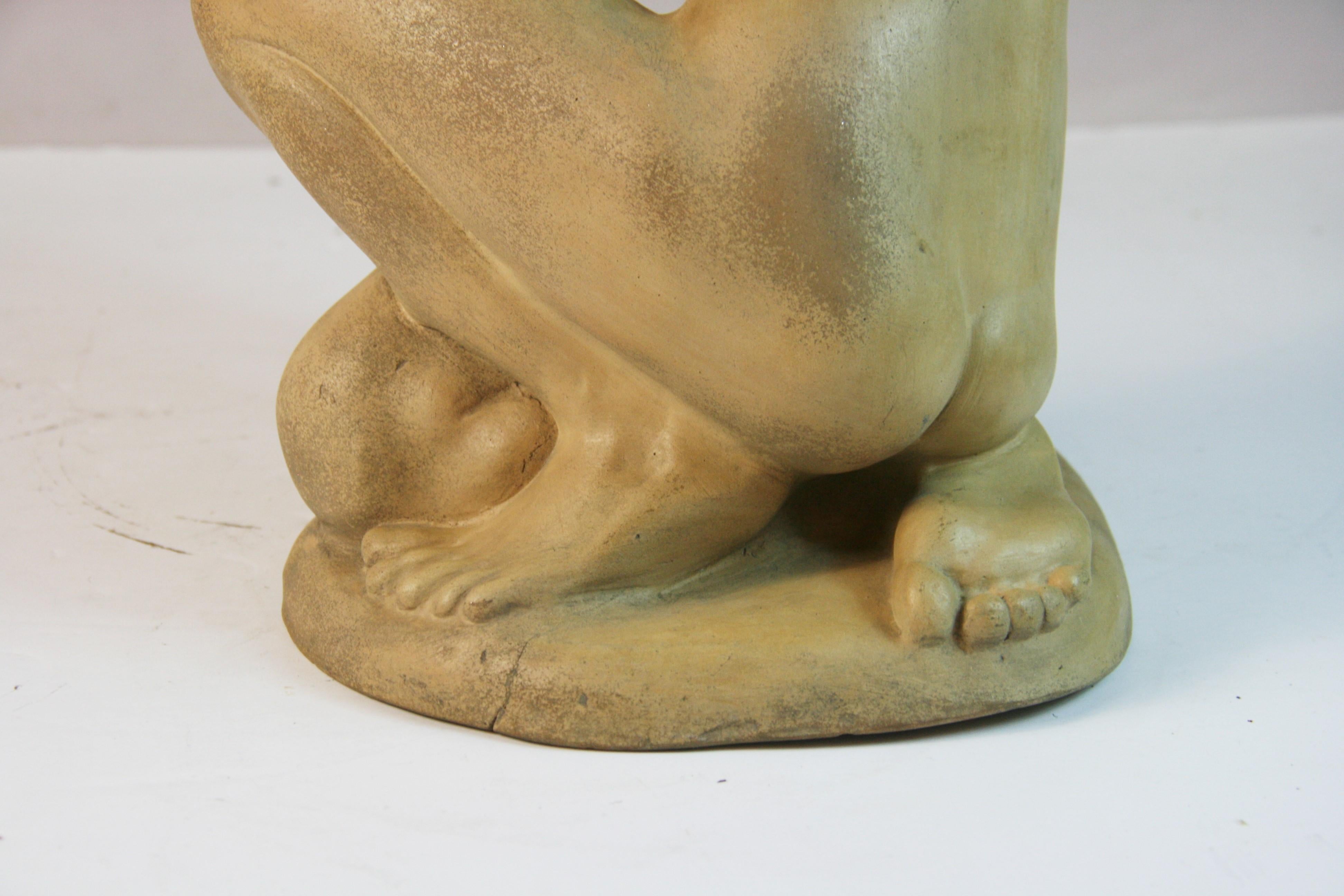 Italienische Terrakotta-Skulptur einer nackten Frau im Art déco-Stil mit roter Blume im Art déco-Stil, 1945 im Angebot 11