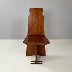 Italian art deco style wooden chair with black metal detail, 1930s
