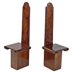 Italienische Holzstühle im Art-Déco-Stil mit hoher Rückenlehne, 1930er Jahre