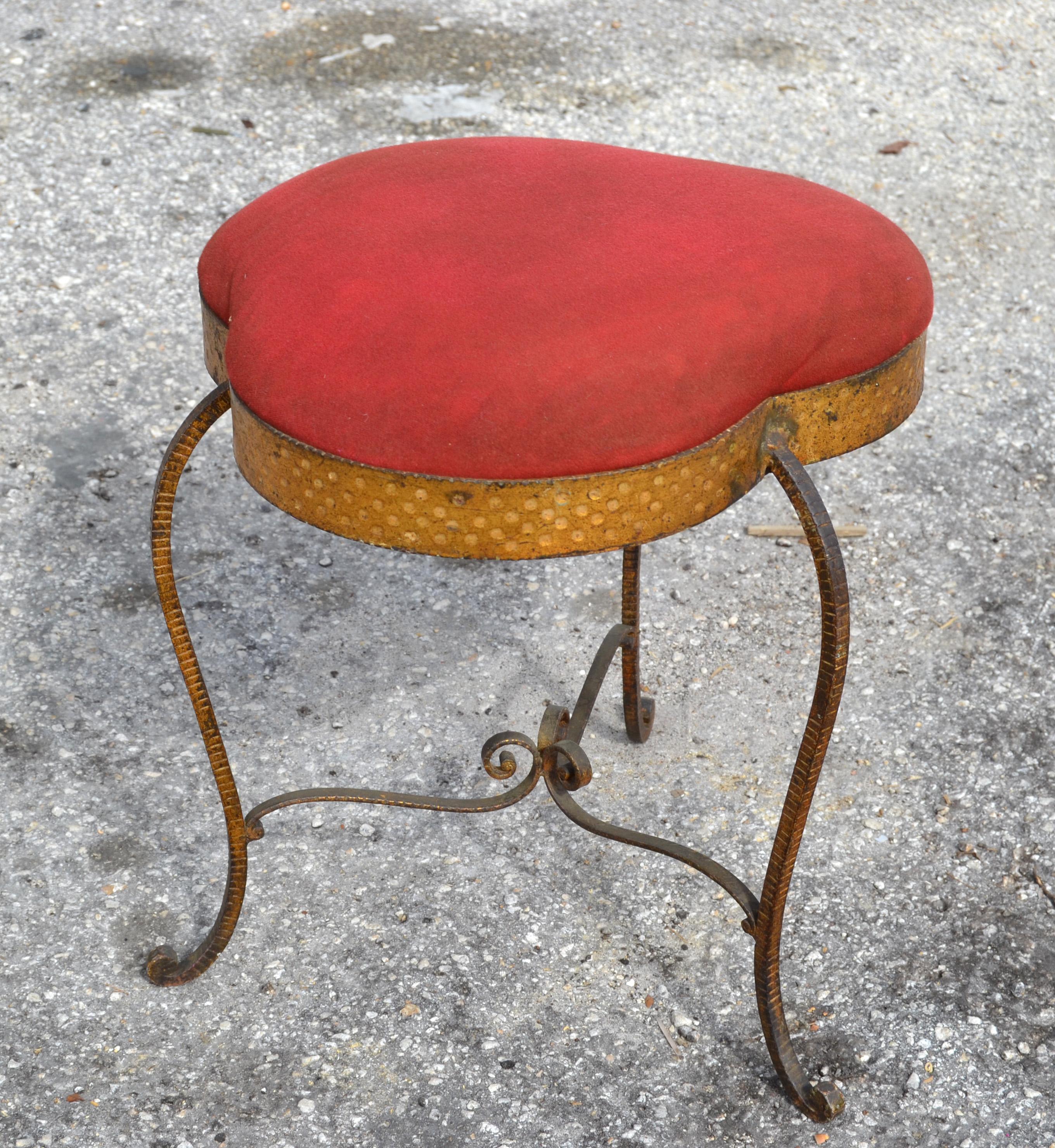 Italian Art Deco Style Wrought Iron Gilt Finished Tabouret by Pier Luigi Colli For Sale 8