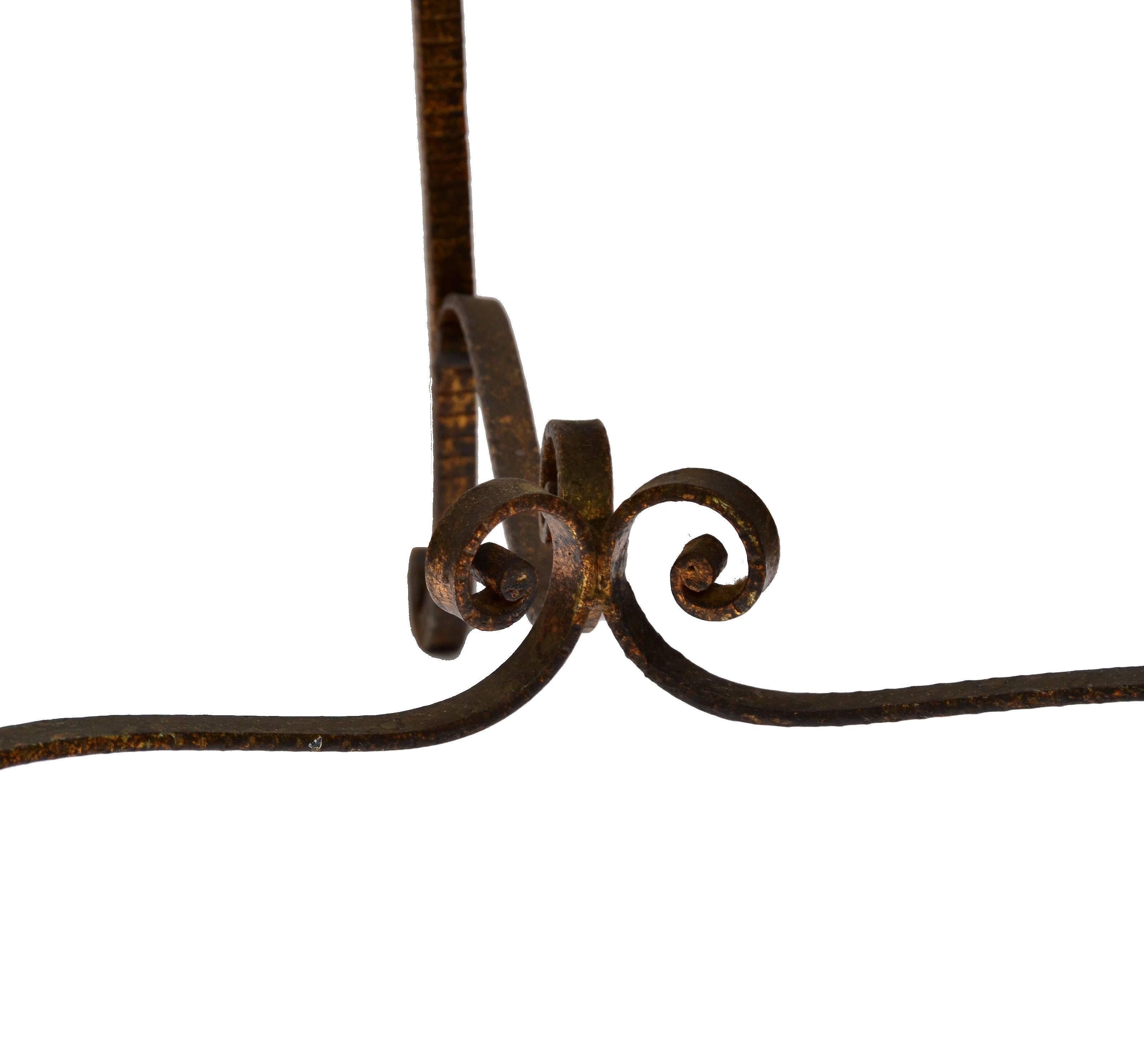 Italian Art Deco Style Wrought Iron Gilt Finished Tabouret by Pier Luigi Colli In Good Condition For Sale In Miami, FL