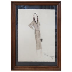 Italian Art Deco Stylist John Guida Watercolor and Pastel Pencil Fashion Design