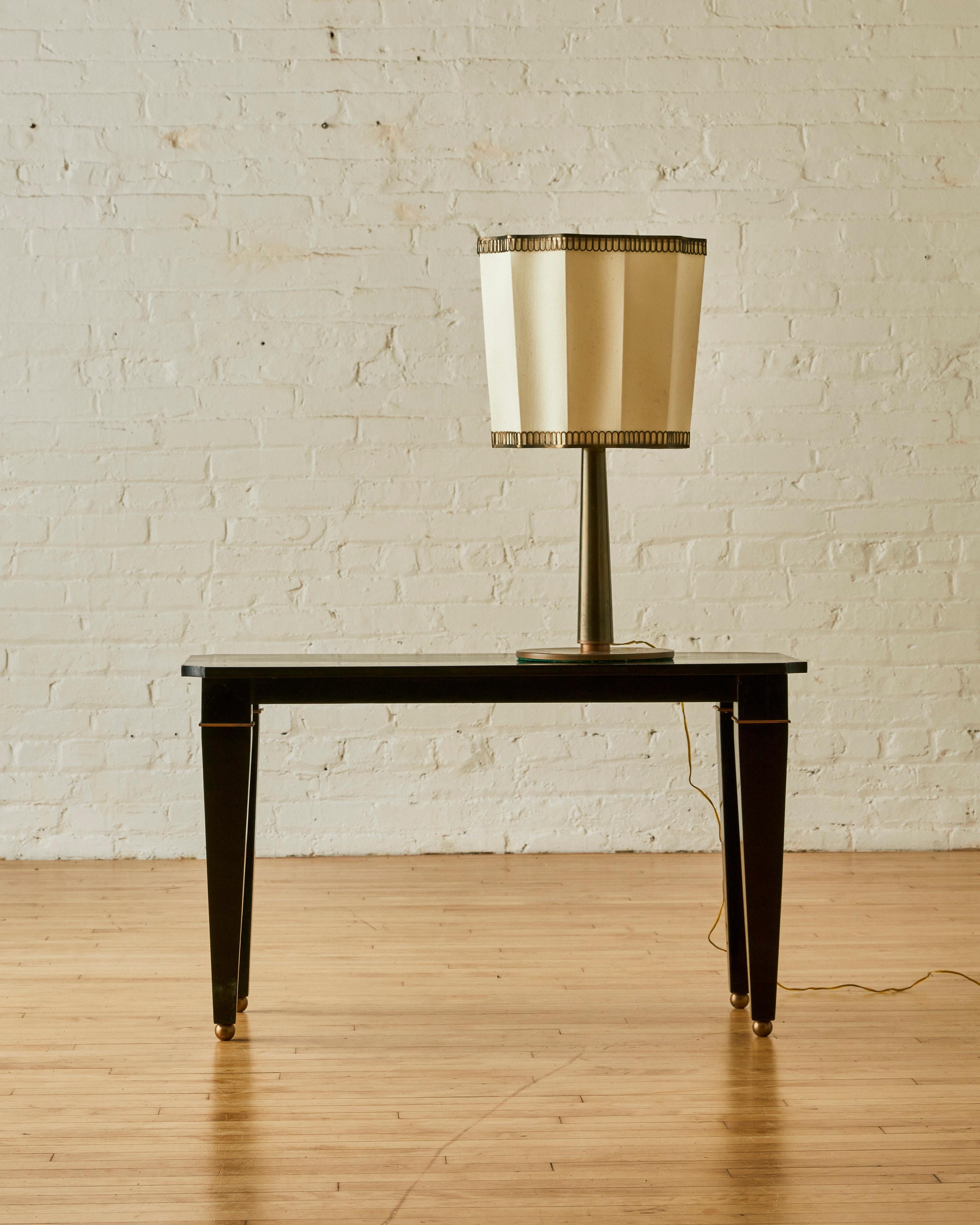 Italian Art Deco Table Lamp with a box pleat shade. 

