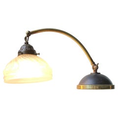 Lampe de bureau italienne Art Déco en laiton et verre, années 1930
