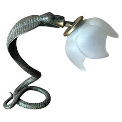 Italian Art Deco Table Lamp In Metal And Frosted Glass