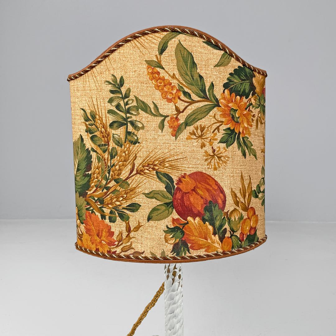 Italienische Art-Déco-Tischlampen von Seguso aus Murano-Glas und floralem Stoff, 1930er Jahre im Angebot 4